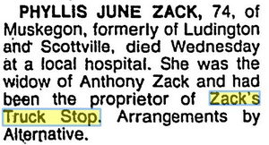Zacks Truck Stop (Ferrals) - July 1997 Former Owner Passes Away